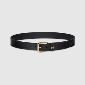Gucci Belt With Interlocking G Detail, Size Gucci 80, Black, Leather