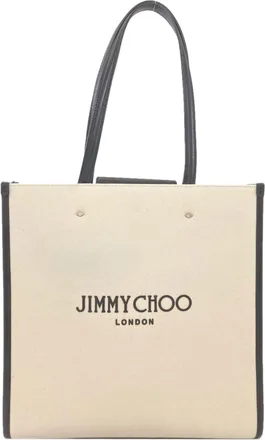 Jimmy Choo London White Canvas Tote Bag (Pre-Owned)