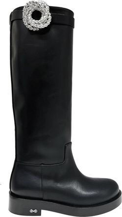 Mach & Mach Galaxy Knielange Laarzen - Dames - Hoge Laarzen - Zwart - 38 EU - Leer - Schoenen