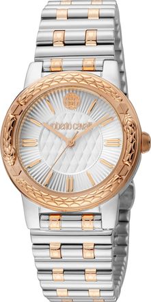 Roberto Cavalli Womens Stainless Steel Two Tone Silver & Rose Gold Quartz Watch