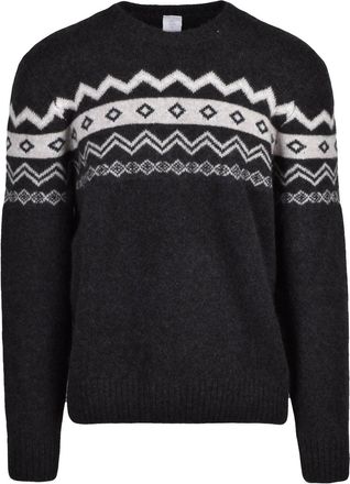 Eleventy Cashmere Silk Crew Neck Sweater with Geometric Band Design