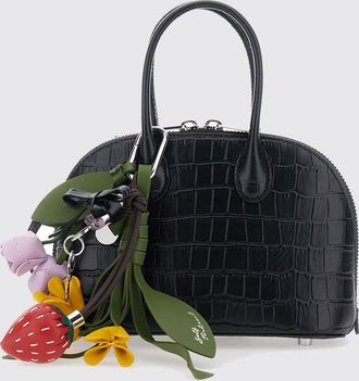 Self Portrait Croc-Effect Leather Mini Handbag with Charm and Double Handle