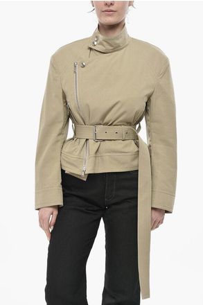 Bottega Veneta Cotton-Blend Jacket With Belt And Off-Center Zip size 36
