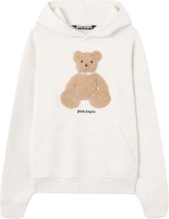 Palm Angels Bear Graphic Hoodie - Heren - Hoodies - Wit - L - Katoen - Hoodies & sweatvesten