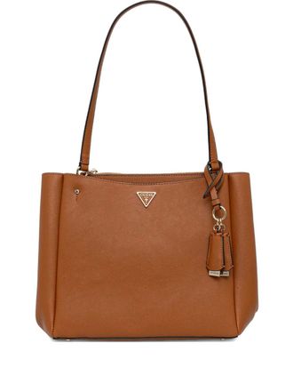 Guess Co logo-plaque tote bag - Brown