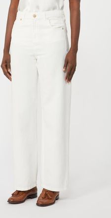 Max Mara Cotton & Linen Drill Twill Straight Leg Trousers in White at Nordstrom, Size 12
