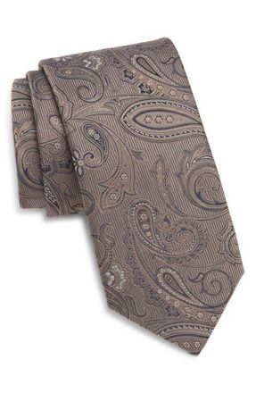 Canali Paisley Silk Tie in Light Brown at Nordstrom