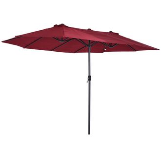 OUTSUNNY Sombrilla doble 455x265x238 cm rojo