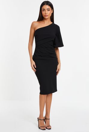 Quiz Womens Scuba Crepe One Shoulder Midi Dress NEW