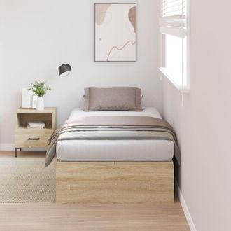 Berkfield Home Storage Bed Frame Sonoma Oak 100x200 cm in Beige