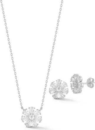 Glaze Jewelry Cubic Zirconia Pendant Necklace & Stud Earrings Set in Silver at Nordstrom Rack