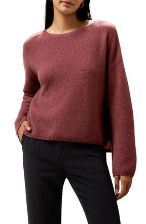 LilySilk Relaxed Fit Drop-Shoulder Silk Cashmere Blend Sweatshirt in Red at Nordstrom, Size X-Small