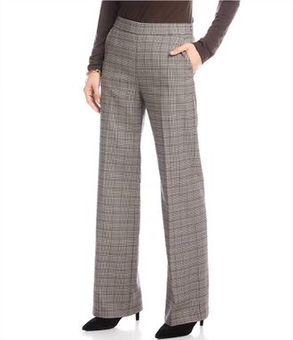Karen Kane Straight Leg Trousers In Neutral And Brown