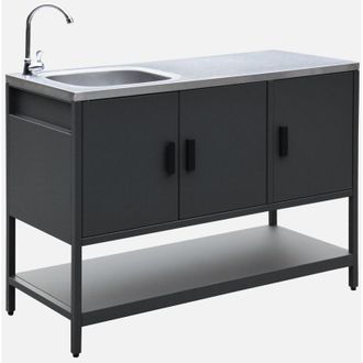 Sweeek Mobile da esterno in acciaio con lavandino, 120cm