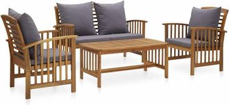 vidaXL Muebles De Jard&iacute;n 4 Piezas Con Cojines Madera Maciza De Acacia Vidaxl