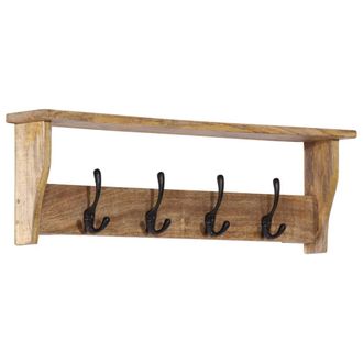 vidaXL Perchero De Pared Con 4 Ganchos Madera Maciza De Mango Vidaxl
