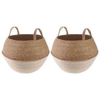vidaXL Maceta Con Asas 2 Pcs Blanco &Oslash; 45 X 36 Cm 100% Hierba Marina Vidaxl