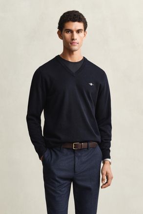 GANT Men Classic Cotton V-Neck Sweater (XXXL) EVENING BLUE