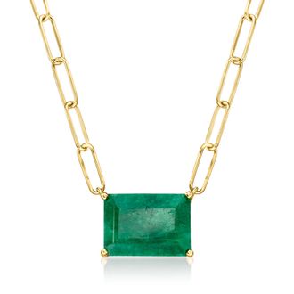 Ross-Simons Emerald Paper Clip Link Necklace in 18kt Gold Over Sterling