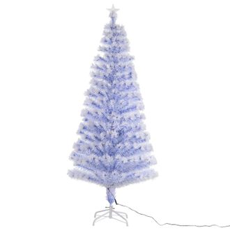 HOMCOM Fibre Optic White Tree 4 with 26 Multi Lights | TJ Hughes
