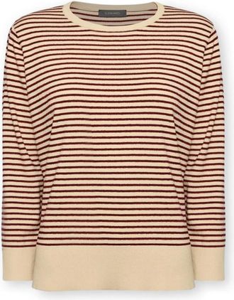 Elena Miro Truien & Vesten, Dames, Rood, XS, Polyester, Viscose Blend Gestreepte Trui