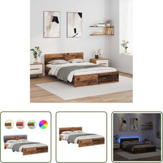 vidaXL vidaXL Luci LED - Struttura del letto con testiera Legno vecchio 120 x 190 cm