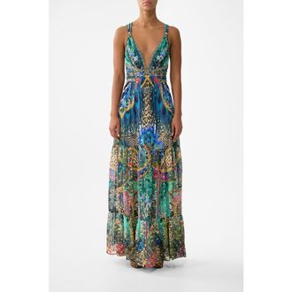 Camilla Bead Strap Gathered Panel Dress in Animal Alchemy at Nordstrom, Size X-Large Au