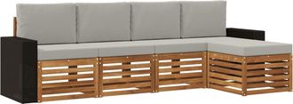 vidaXL Conjunto De Sof&aacute;s De Exterior 5 Uds. Natural Y Gris Claro Vidaxl