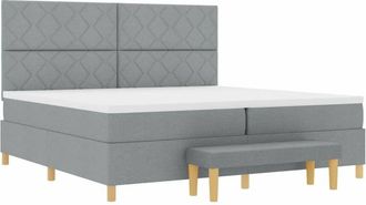 vidaXL Cama Tipo Box Spring Con Colch&oacute;n Gris Claro 200 X 200 Cm Tela Vidaxl