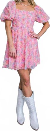 Flying Tomato Woven Novelty Fabric Mini Dress In Pink
