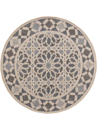 benuta Alfombra de exterior & interior redonda beige/azul &oslash; 130 redondo