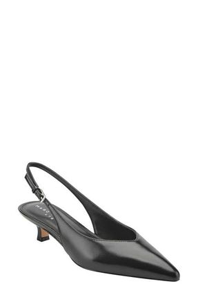Marc Fisher Luciey Slingback Pointed Toe Kitten Heel Pump in Black at Nordstrom, Size 9.5
