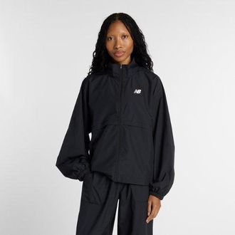 New Balance Donna Trackside Woven Jacket in Nero, Politessuto, Taglia XL