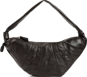 Christophe Lemaire Tassen, Dames, Bruin, ONE Size, Donkere Chocolade Croissant Tas met Knoopdetail
