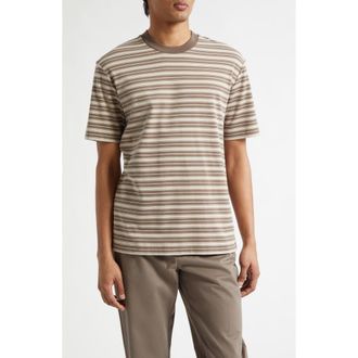 Sunspel Heavyweight Stripe Supima Cotton T-Shirt in Hazelwood/Dark at Nordstrom, Size X-Large
