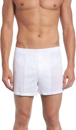 Hanro Cotton Sporty Button Fly Cotton Boxer in White at Nordstrom, Size Xx-Large