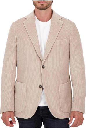 Slowear Ribfluwelen Blazer met Klassieke Details - Heren - Blazers - Beige - M - Katoen - Jassen