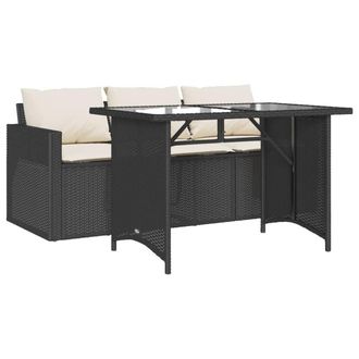 Berkfield Home 2 Piece Garden Dining Set with Cushions Black Poly Rattan