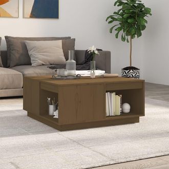 vidaXL Mesa De Centro Madera Maciza De Pino Marr&oacute;n Miel 80x81x36,5 Cm Vidaxl