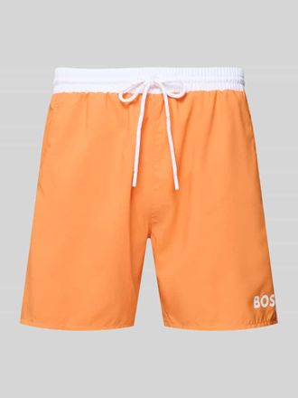 HUGO BOSS Badehose mit Paspelnaht in Kontrastfarbe Modell STARFISH in Orange, Größe XXL
