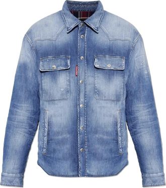 Dsquared2 Ge&iuml;soleerd Shirt - Heren - Spijkeroverhemden - Blauw - L - Leer - Overhemden