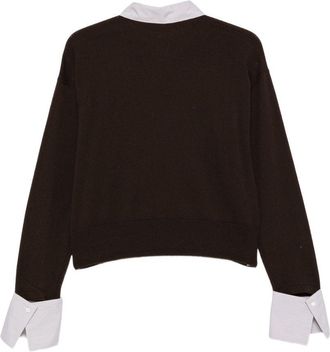 MRZ Contrasting Collar Wool and Cashmere Sweater - Black