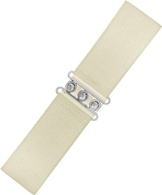 Banned Retro Vintage 1950s Elasticated Wide Nurse Belt - Ivory (Medium - UK 10-16)
