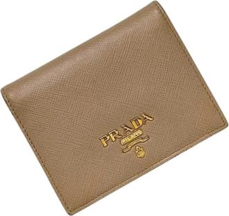 Prada Pre-owned Saffiano Portemonnee (bi-fold) - Dames - Vintage Accessoires - Beige - ONE Size - Leer - Vintage