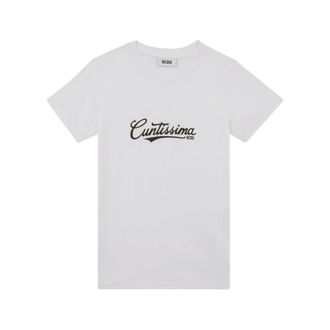 GCDS T-Shirts, female, White, Size: XS Slim Fit Round Neck Short Sleeve T-Shirt