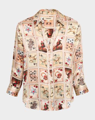 L'agence Dani Printed Silk Blouse