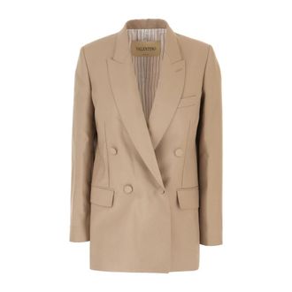Valentino Garavani Blazer - Dames - Blazers - Beige - XS - Leer - Jassen