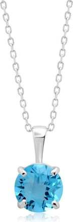 MAX + STONE 14k Yellow or White Gold 6mm Gemstone Round Pendant Necklace with 18 Inch Chain