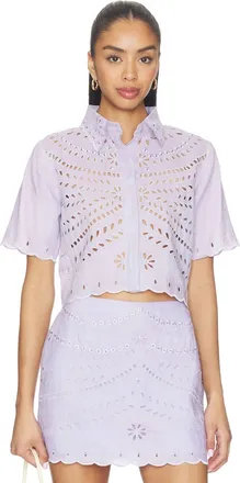 Karina Grimaldi Elin Embroidered Top In Lavender