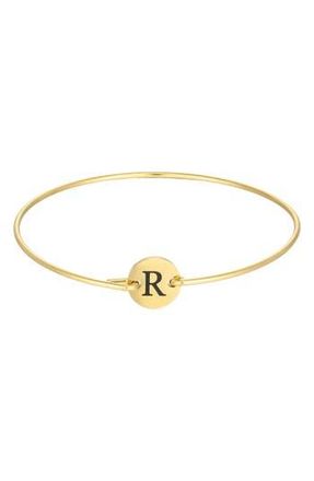 Adornia Tarnish Resistant 18K Gold Plated Initial Bangle Bracelet in Gold-R at Nordstrom Rack
